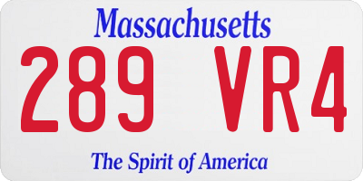 MA license plate 289VR4