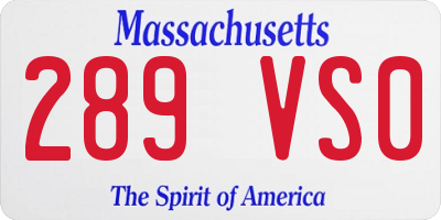 MA license plate 289VS0