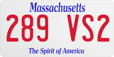 MA license plate 289VS2
