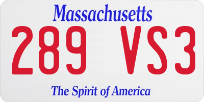 MA license plate 289VS3