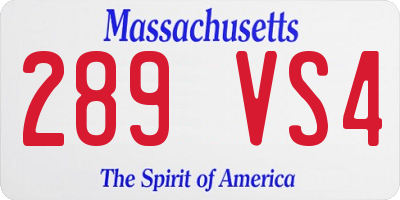MA license plate 289VS4