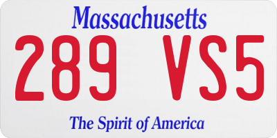MA license plate 289VS5