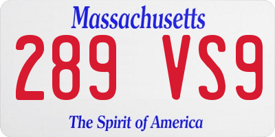 MA license plate 289VS9