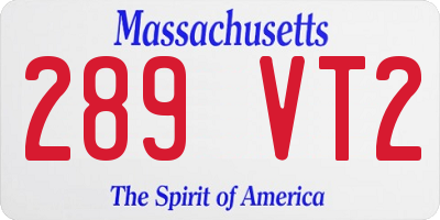 MA license plate 289VT2