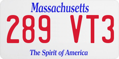 MA license plate 289VT3