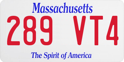 MA license plate 289VT4
