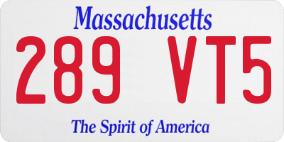 MA license plate 289VT5