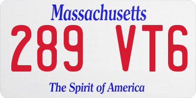 MA license plate 289VT6
