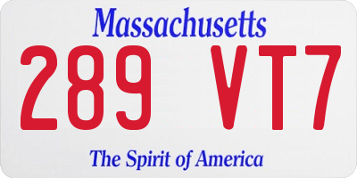 MA license plate 289VT7