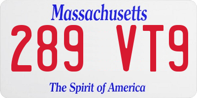 MA license plate 289VT9