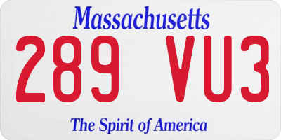MA license plate 289VU3