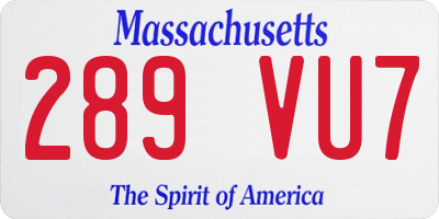 MA license plate 289VU7