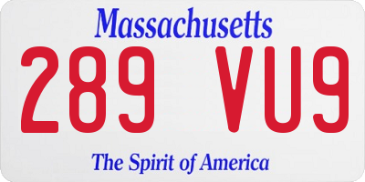 MA license plate 289VU9