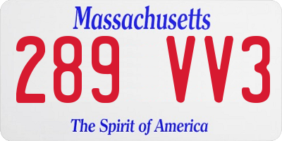MA license plate 289VV3