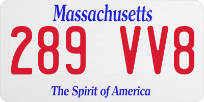 MA license plate 289VV8