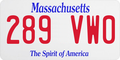 MA license plate 289VW0