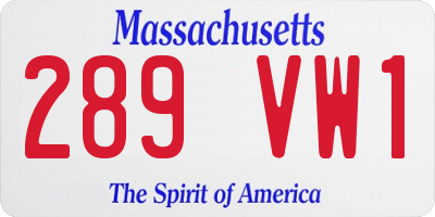 MA license plate 289VW1