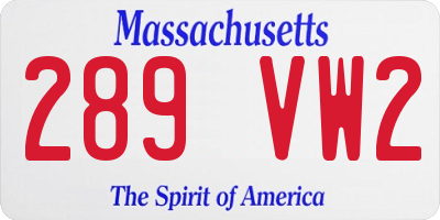MA license plate 289VW2