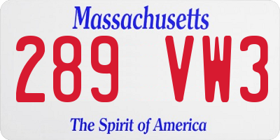 MA license plate 289VW3