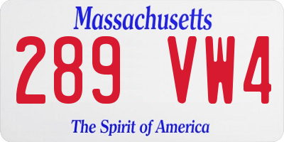MA license plate 289VW4