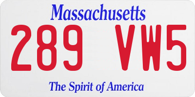 MA license plate 289VW5