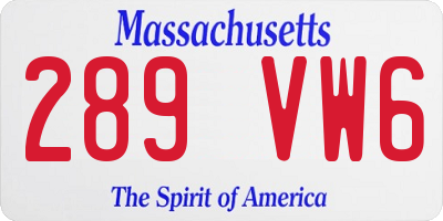 MA license plate 289VW6
