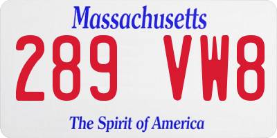 MA license plate 289VW8