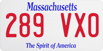 MA license plate 289VX0