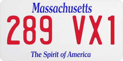 MA license plate 289VX1