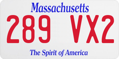 MA license plate 289VX2