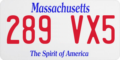 MA license plate 289VX5