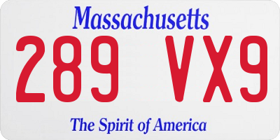 MA license plate 289VX9