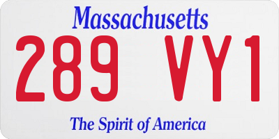 MA license plate 289VY1