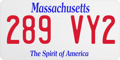 MA license plate 289VY2