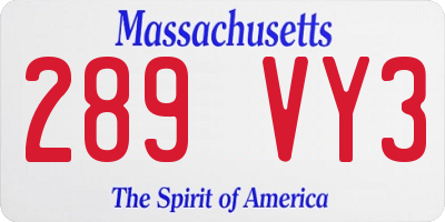 MA license plate 289VY3