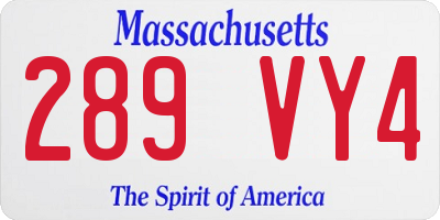 MA license plate 289VY4