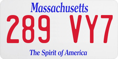 MA license plate 289VY7