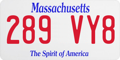 MA license plate 289VY8