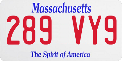 MA license plate 289VY9