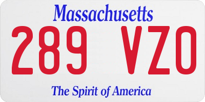 MA license plate 289VZ0