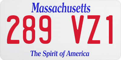 MA license plate 289VZ1