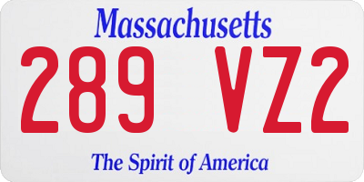 MA license plate 289VZ2