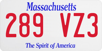 MA license plate 289VZ3