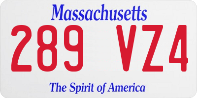 MA license plate 289VZ4