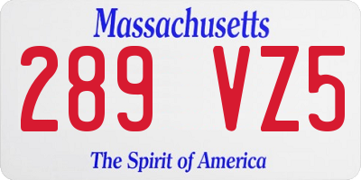MA license plate 289VZ5