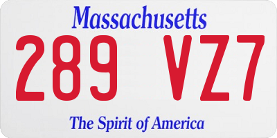MA license plate 289VZ7