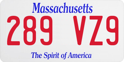 MA license plate 289VZ9