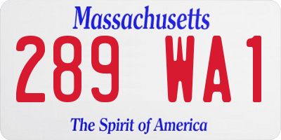 MA license plate 289WA1
