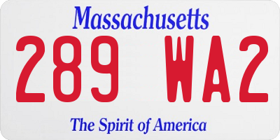 MA license plate 289WA2