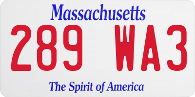MA license plate 289WA3